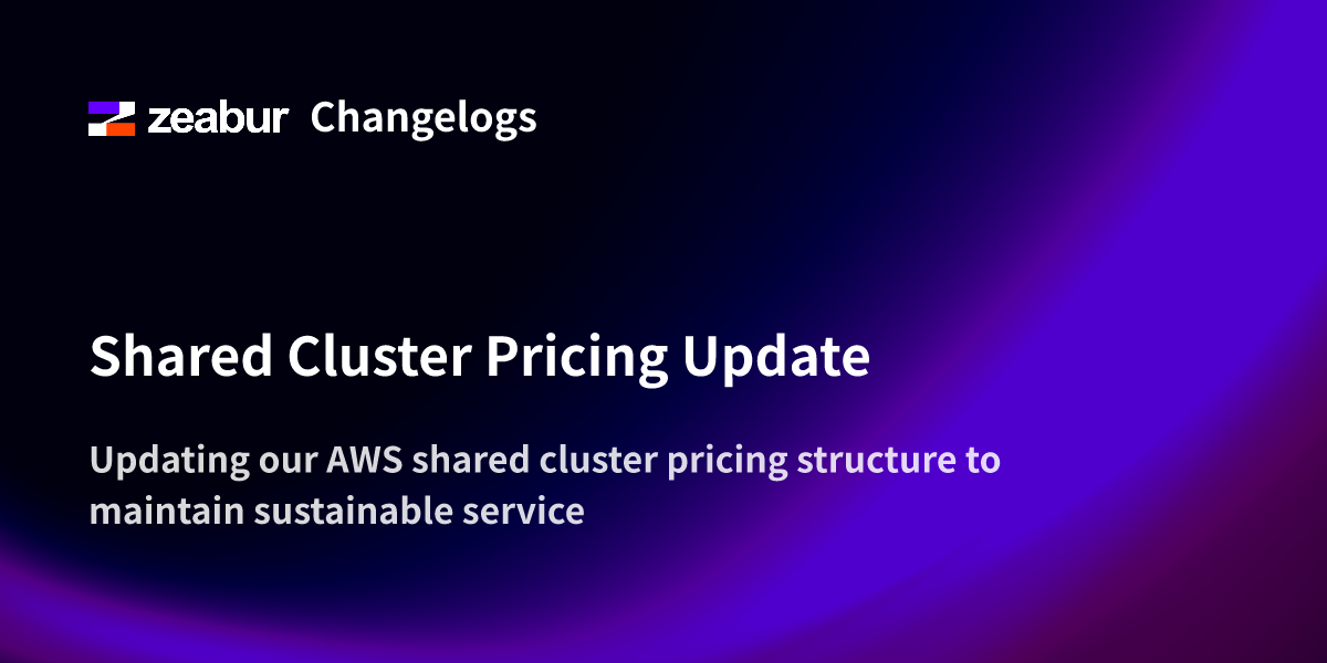 Shared Cluster Pricing Update