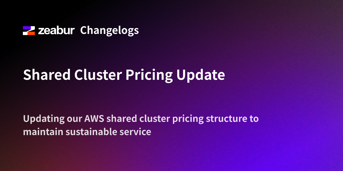 Shared Cluster Pricing Update