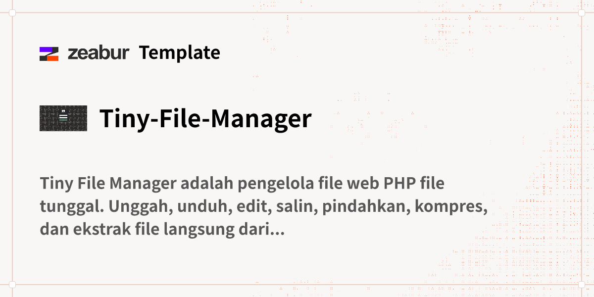 Tiny File Manager Tiny-File-Manager Panduan Deploy